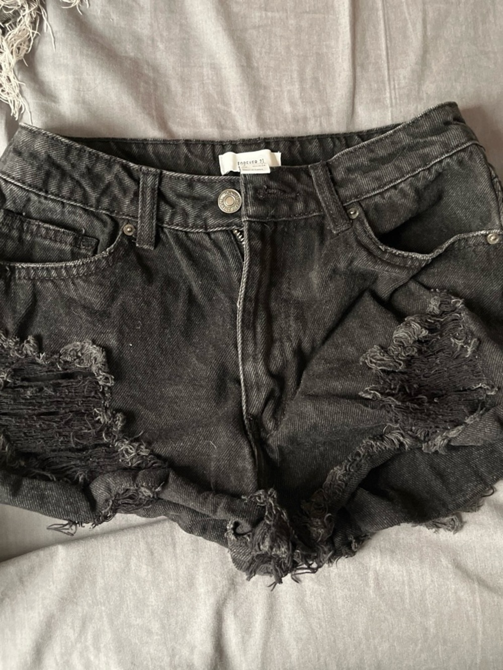 Forever 21 Black Distressed Cutoff Denim Shorts